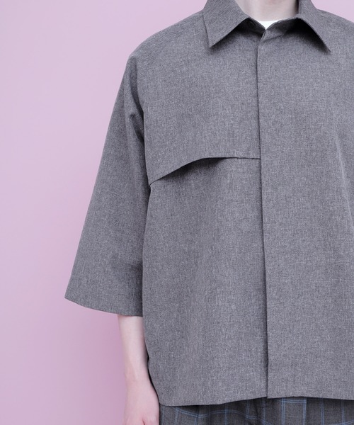 EMMA CLOTHES（エマクローズ）の「ポリトロ ビッグシルエットヨークトレンチシャツ (EMMA CLOTHES)（シャツ/ブラウス・メンズ・ライトグレー/ブラック/グレー系その他/ベージュ系その他・FREE）」の16枚目の写真