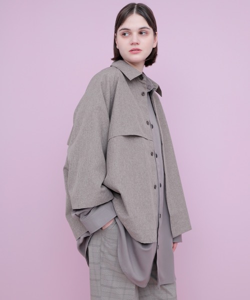 EMMA CLOTHES（エマクローズ）の「ポリトロ ビッグシルエットヨークトレンチシャツ (EMMA CLOTHES)（シャツ/ブラウス・メンズ・ライトグレー/ブラック/グレー系その他/ベージュ系その他・FREE）」の20枚目の写真