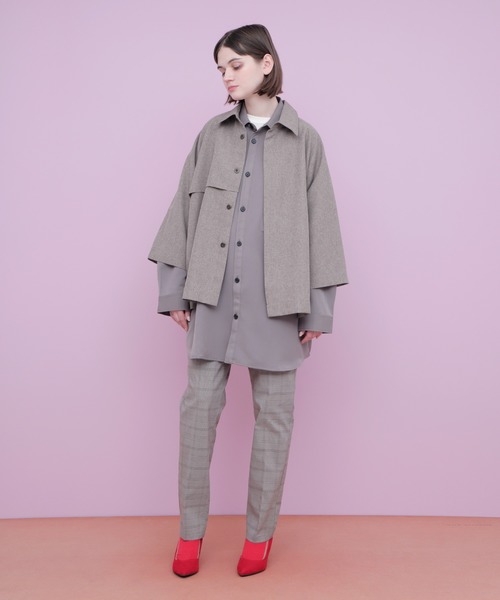 EMMA CLOTHES（エマクローズ）の「ポリトロ ビッグシルエットヨークトレンチシャツ (EMMA CLOTHES)（シャツ/ブラウス・メンズ・ライトグレー/ブラック/グレー系その他/ベージュ系その他・FREE）」の21枚目の写真