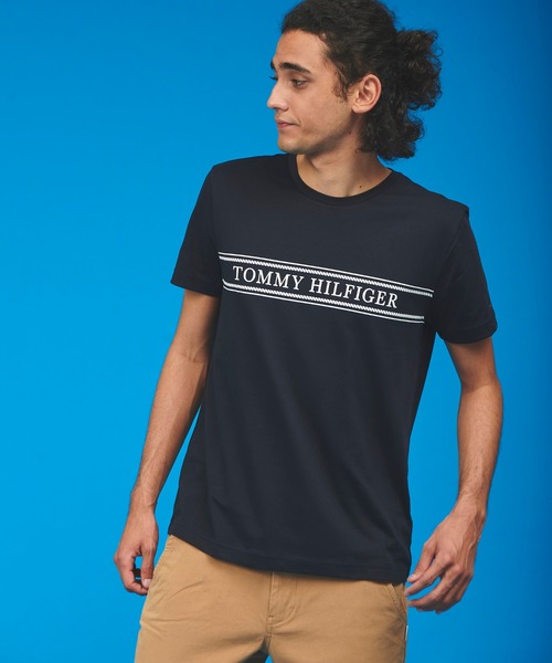 TOMMY HILFIGER（トミーヒルフィガー）の「【オンライン限定】ロープ ストライプ ロゴ Tシャツ ロゴ Tee カットソー カジュアル 半袖 Tシャツ（Tシャツ/カットソー・メンズ・ライトブルー/ネイビー/ホワイト・LARGE/MEDIUM/SMALL/X-LARGE）」の15枚目の写真