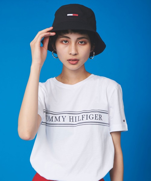 TOMMY HILFIGER（トミーヒルフィガー）の「【オンライン限定】ロープ ストライプ ロゴ Tシャツ ロゴ Tee カットソー カジュアル 半袖 Tシャツ（Tシャツ/カットソー・メンズ・ライトブルー/ネイビー/ホワイト・LARGE/MEDIUM/SMALL/X-LARGE）」の8枚目の写真