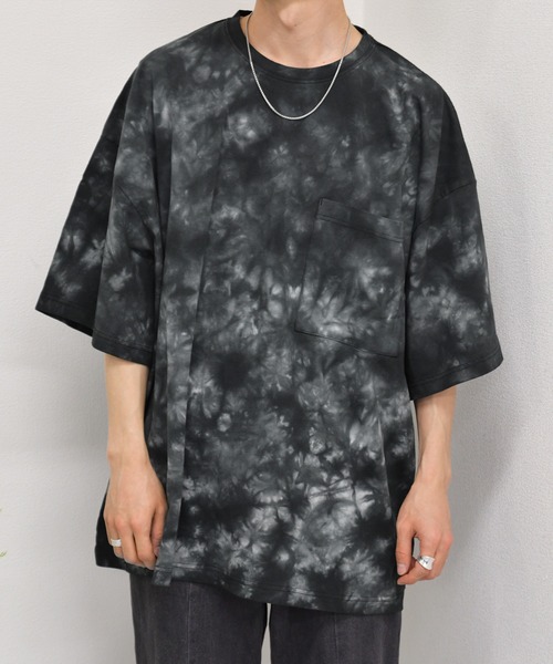 kutir（クティール）の「タイダイ柄ビッグTシャツ（Tシャツ/カットソー・メンズ・ベージュ/ネイビー/ブラック・LARGE/MEDIUM）」の2枚目の写真