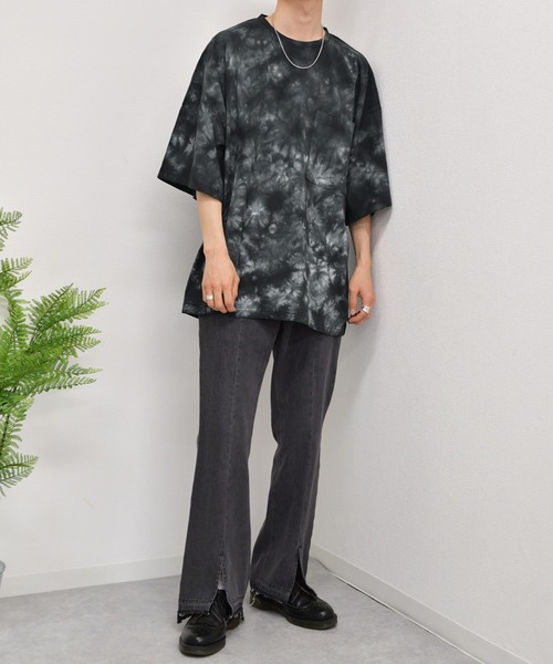 kutir（クティール）の「タイダイ柄ビッグTシャツ（Tシャツ/カットソー・メンズ・ベージュ/ネイビー/ブラック・LARGE/MEDIUM）」の7枚目の写真
