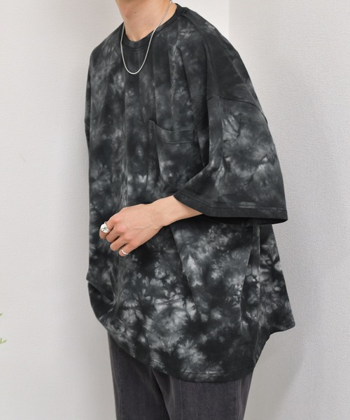 kutir（クティール）の「タイダイ柄ビッグTシャツ（Tシャツ/カットソー・メンズ・ベージュ/ネイビー/ブラック・LARGE/MEDIUM）」の6枚目の写真