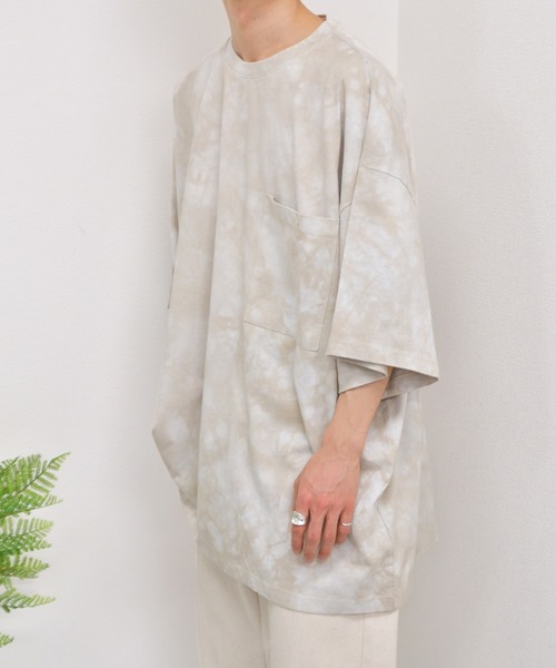 kutir（クティール）の「タイダイ柄ビッグTシャツ（Tシャツ/カットソー・メンズ・ベージュ/ネイビー/ブラック・LARGE/MEDIUM）」の13枚目の写真