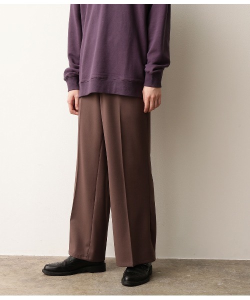 JUNRED(ジュンレッド)の「テクスチャーTRワイドフレアパンツ(スラックス・メンズ・ブラック/ダークブラウン・L/S/M)」の8枚目の写真