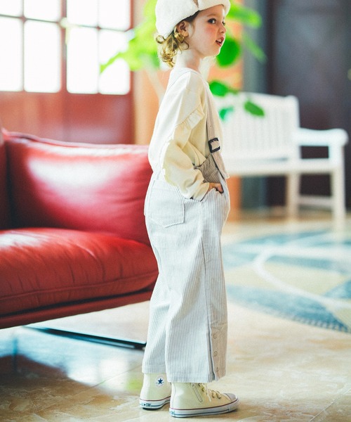 BRANSHES（ブランシェス）の「コーデュロイワイドパンツ（サロペット/オーバーオール・キッズ・ライトグレー/ピンク・90cm/110cm/100cm/120cm/130cm/140cm/150cm）」の3枚目の写真
