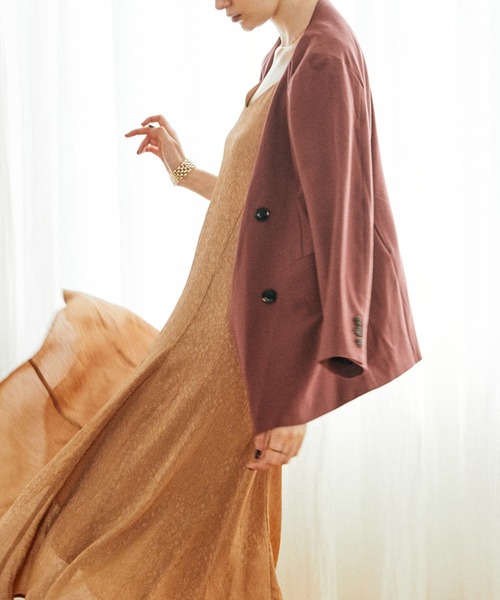 Cheek（チーク）の「サテン花柄ジャガードキャミワンピース（ワンピース・レディース・ブラック/クリーム/グレイッシュブルー/キャメル・MEDIUM）」の4枚目の写真