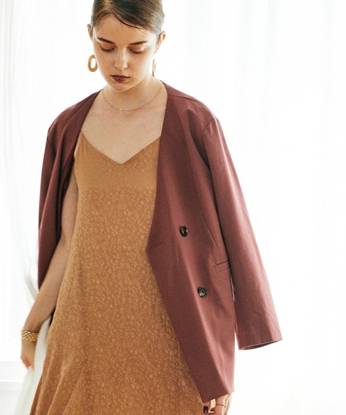 Cheek（チーク）の「サテン花柄ジャガードキャミワンピース（ワンピース・レディース・ブラック/クリーム/グレイッシュブルー/キャメル・MEDIUM）」の11枚目の写真