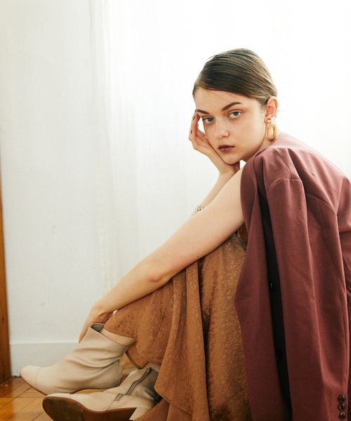 Cheek（チーク）の「サテン花柄ジャガードキャミワンピース（ワンピース・レディース・ブラック/クリーム/グレイッシュブルー/キャメル・MEDIUM）」の12枚目の写真