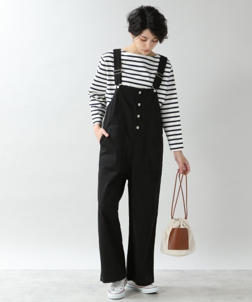 RAGEBLUE(レイジブルー)の「チノオーバーオール2/918094(サロペット/オーバーオール・レディース・ブラック/オフホワイト/キャメル・FREE)」の1枚目の写真