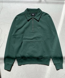 00s STUSSY 半袖ポロシャツ 刺繍ロゴ ポケット グリーン S