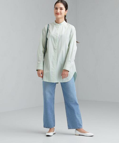 green label relaxing（グリーンレーベルリラクシング）の「[ 1_OF MINE ] FM バンドカラー シャツ ＜フリーサイズ＞（シャツ/ブラウス・レディース・ライトブルー/ライム/ホワイト/オフホワイト・FREE）」の21枚目の写真