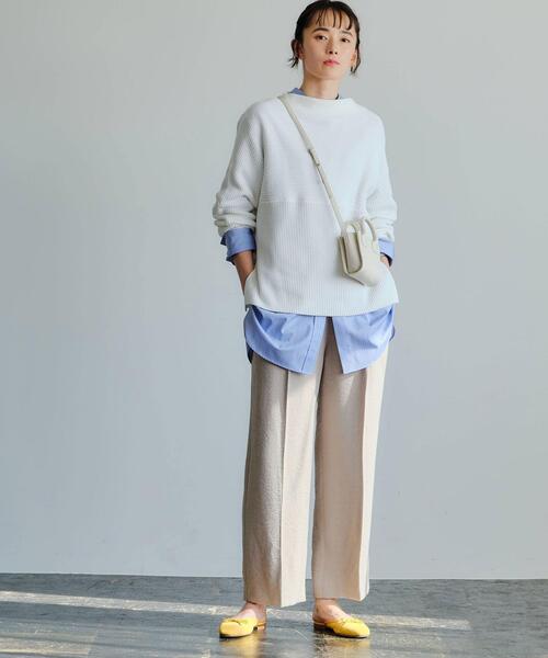 green label relaxing（グリーンレーベルリラクシング）の「[ 1_OF MINE ] FM バンドカラー シャツ ＜フリーサイズ＞（シャツ/ブラウス・レディース・ライトブルー/ライム/ホワイト/オフホワイト・FREE）」の5枚目の写真