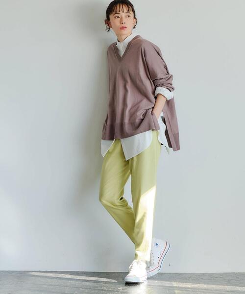 green label relaxing（グリーンレーベルリラクシング）の「[ 1_OF MINE ] FM バンドカラー シャツ ＜フリーサイズ＞（シャツ/ブラウス・レディース・ライトブルー/ライム/ホワイト/オフホワイト・FREE）」の12枚目の写真