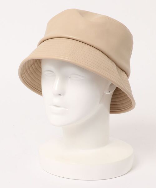 DouDou（ドゥドゥ）の「エコレザーバケットハット（ハット・レディース・ベージュ/ブラック・FREE）」の4枚目の写真