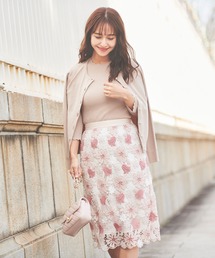 LAISSE PASSE（レッセパッセ）の「配色ケミカルレーススカート  