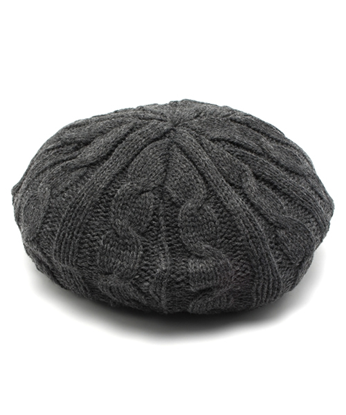 ONSPOTZ(オンスポッツ)の「NEW YORK HAT CABLE BERET(ハンチング/ベレー帽・レディース・チャコール/ナチュラル・FREE)」の2枚目の写真