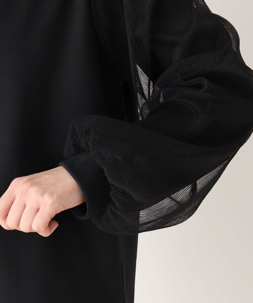 pink adobe（ピンクアドベ）の「◆【M-LL】チュールスリーブ カットソー（Tシャツ/カットソー・レディース・グレー/ナチュラル/ブラック・42/38/40）」の5枚目の写真