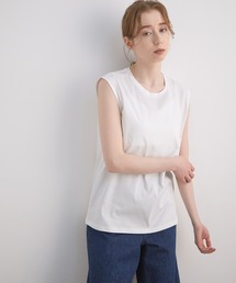 MADEMOISELLE ROPE' | <コットンストレッチ>ノースリーブTシャツ(Tシャツ/カットソー)