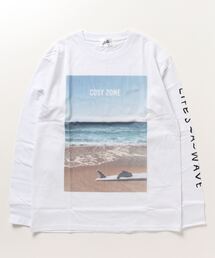 『16/-天竺』サーフプリント長袖Tシャツ