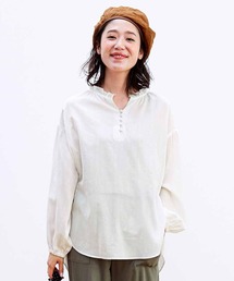 リブ イン コンフォート ほんのりきらめく コットン素材がさわやかな 後ろリボンブラウス