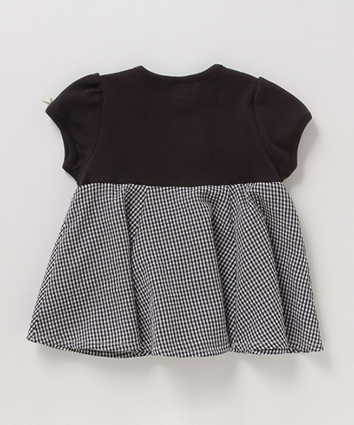 petit main（プティマイン）の「総柄ドッキングペプラムTシャツ（Tシャツ/カットソー・キッズ・オフホワイト/レッド/パープル/ブラック/ベージュ・80ｃｍ/90cm/100cm/110cm/120cm/130cm）」の9枚目の写真