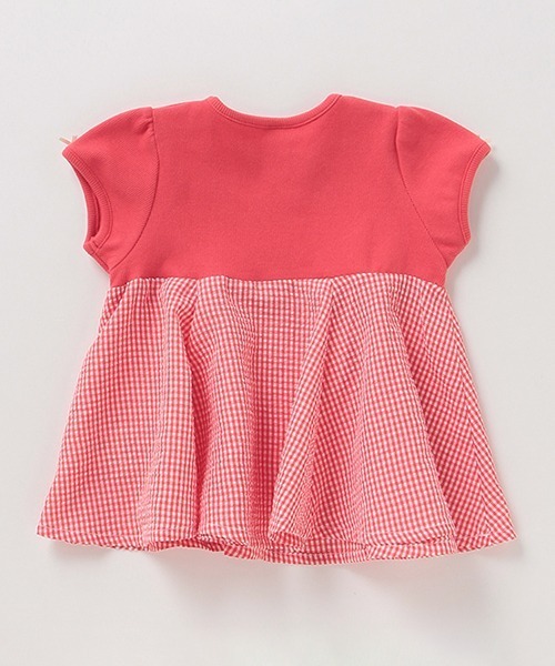 petit main（プティマイン）の「総柄ドッキングペプラムTシャツ（Tシャツ/カットソー・キッズ・オフホワイト/レッド/パープル/ブラック/ベージュ・80ｃｍ/90cm/100cm/110cm/120cm/130cm）」の10枚目の写真