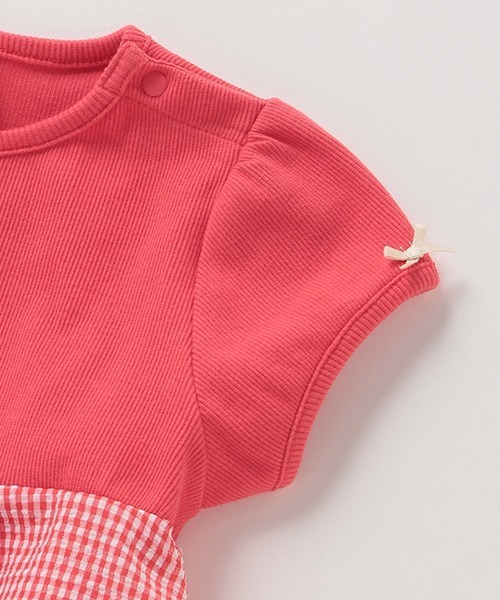 petit main（プティマイン）の「総柄ドッキングペプラムTシャツ（Tシャツ/カットソー・キッズ・オフホワイト/レッド/パープル/ブラック/ベージュ・80ｃｍ/90cm/100cm/110cm/120cm/130cm）」の12枚目の写真