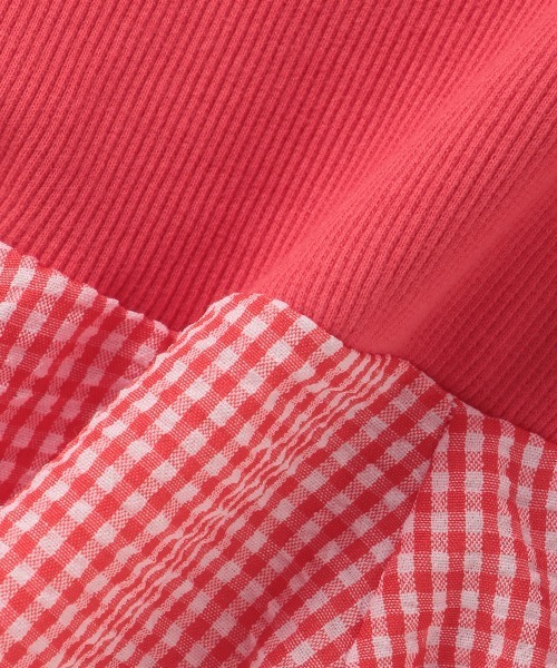 petit main（プティマイン）の「総柄ドッキングペプラムTシャツ（Tシャツ/カットソー・キッズ・オフホワイト/レッド/パープル/ブラック/ベージュ・80ｃｍ/90cm/100cm/110cm/120cm/130cm）」の14枚目の写真