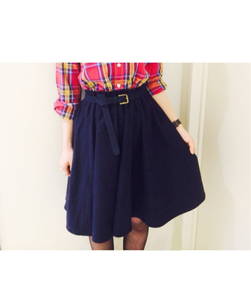 Kastane（カスタネ）の「【Kastane】Wタックステッチスカート（スカート・レディース・その他18/ブラウン/ネイビー・FREE）」の3枚目の写真