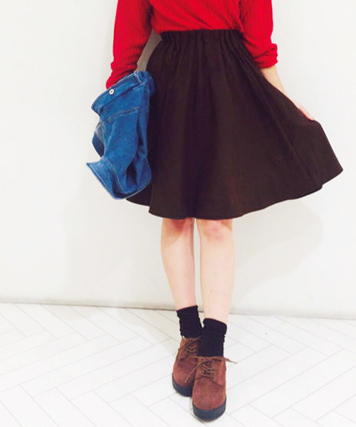 Kastane（カスタネ）の「【Kastane】Wタックステッチスカート（スカート・レディース・その他18/ブラウン/ネイビー・FREE）」の2枚目の写真