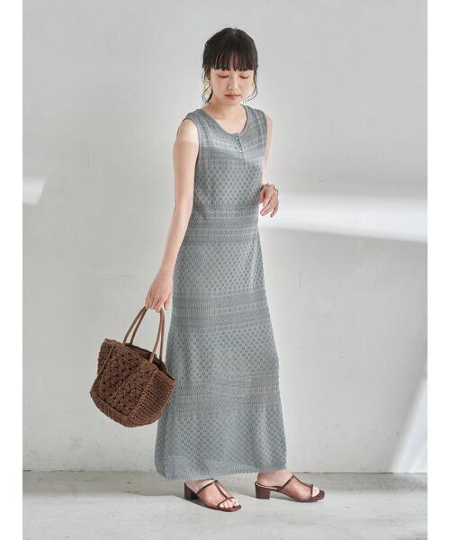 earth music&ecology（アースミュージックアンドエコロジー）の「透かし編みワンピース ＊（ワンピース・レディース・テラコッタ/グリーン/ベージュ・FREE）」の7枚目の写真