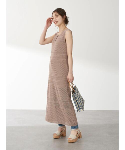 earth music&ecology（アースミュージックアンドエコロジー）の「透かし編みワンピース ＊（ワンピース・レディース・テラコッタ/グリーン/ベージュ・FREE）」の11枚目の写真