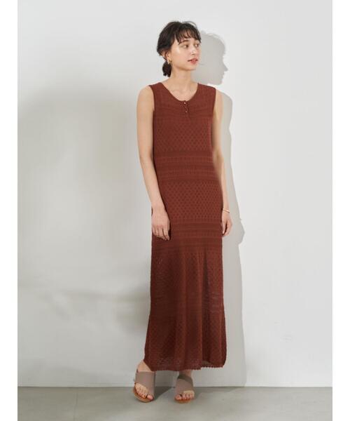 earth music&ecology（アースミュージックアンドエコロジー）の「透かし編みワンピース ＊（ワンピース・レディース・テラコッタ/グリーン/ベージュ・FREE）」の16枚目の写真