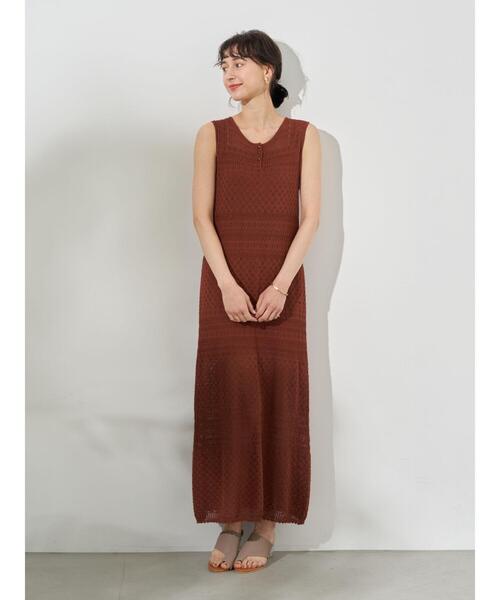 earth music&ecology（アースミュージックアンドエコロジー）の「透かし編みワンピース ＊（ワンピース・レディース・テラコッタ/グリーン/ベージュ・FREE）」の17枚目の写真