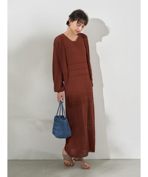 earth music&ecology（アースミュージックアンドエコロジー）の「透かし編みワンピース ＊（ワンピース・レディース・テラコッタ/グリーン/ベージュ・FREE）」の20枚目の写真