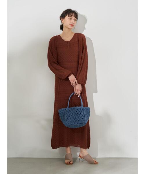 earth music&ecology（アースミュージックアンドエコロジー）の「透かし編みワンピース ＊（ワンピース・レディース・テラコッタ/グリーン/ベージュ・FREE）」の21枚目の写真