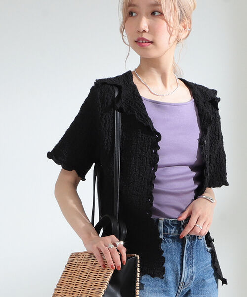 Ray BEAMS（レイビームス）の「Ray BEAMS / シャーリング オープンカラー シャツ（シャツ/ブラウス・レディース・オフホワイト/グリーン/ブラック・ONE SIZE）」の16枚目の写真