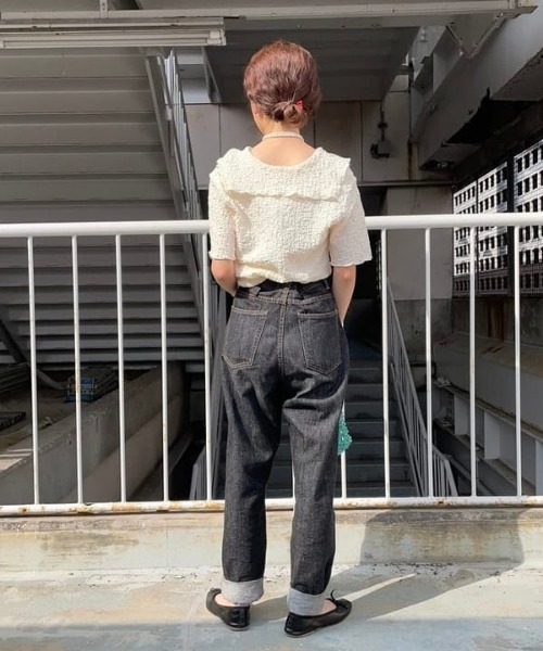 Ray BEAMS（レイビームス）の「Ray BEAMS / シャーリング オープンカラー シャツ（シャツ/ブラウス・レディース・オフホワイト/グリーン/ブラック・ONE SIZE）」の5枚目の写真