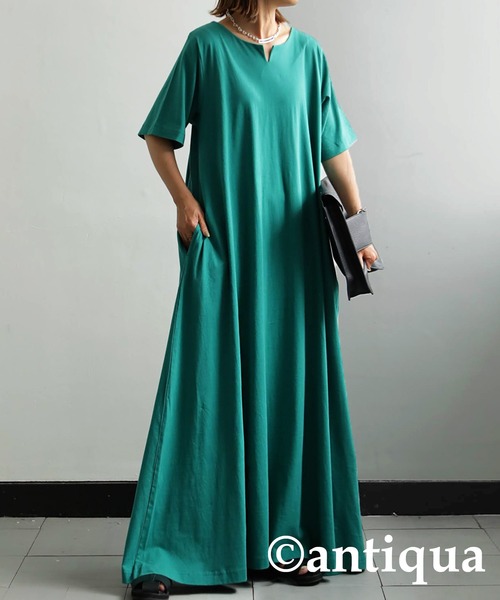 即お洒落 キーネックワンピース ワンピース Antiqua アンティカ のファッション通販 Zozotown