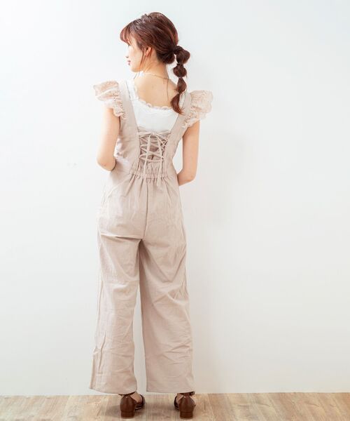 MAJESTIC LEGON（マジェスティックレゴン）の「ピクニックサロペット（サロペット/オーバーオール・レディース・ライトグレー/ブラック/ベージュ・SMALL/MEDIUM）」の6枚目の写真