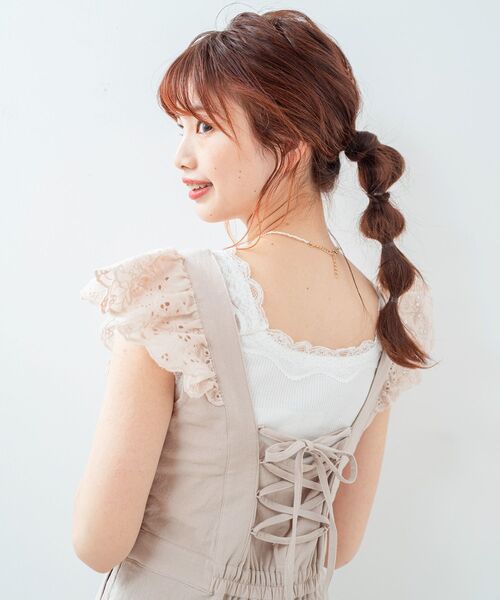 MAJESTIC LEGON（マジェスティックレゴン）の「ピクニックサロペット（サロペット/オーバーオール・レディース・ライトグレー/ブラック/ベージュ・SMALL/MEDIUM）」の20枚目の写真