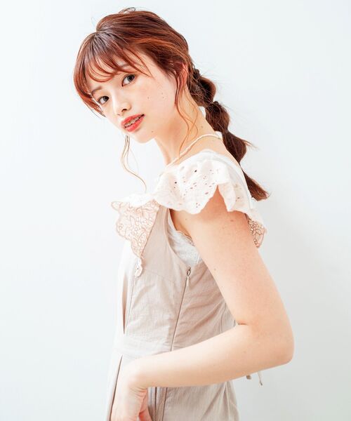 MAJESTIC LEGON（マジェスティックレゴン）の「ピクニックサロペット（サロペット/オーバーオール・レディース・ライトグレー/ブラック/ベージュ・SMALL/MEDIUM）」の18枚目の写真