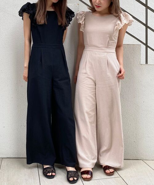 MAJESTIC LEGON（マジェスティックレゴン）の「ピクニックサロペット（サロペット/オーバーオール・レディース・ライトグレー/ブラック/ベージュ・SMALL/MEDIUM）」の5枚目の写真