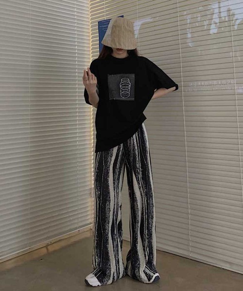 MANGROVE（マングローブ）の「インクペインティングストライププリーツパンツ（その他パンツ・レディース・ブルー/グリーン/ブラック・FREE）」の7枚目の写真