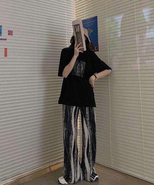 MANGROVE（マングローブ）の「インクペインティングストライププリーツパンツ（その他パンツ・レディース・ブルー/グリーン/ブラック・FREE）」の9枚目の写真