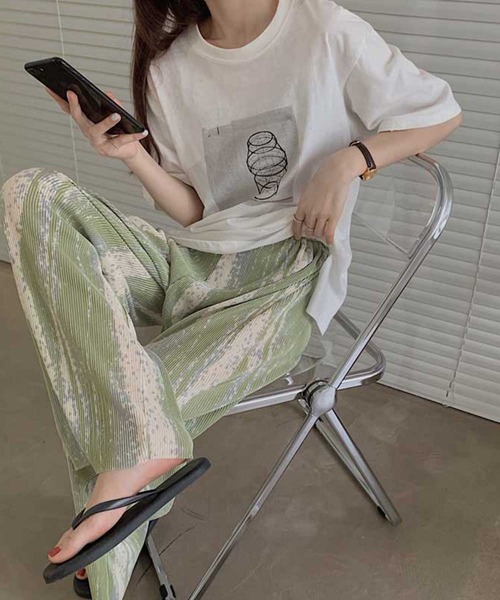 MANGROVE（マングローブ）の「インクペインティングストライププリーツパンツ（その他パンツ・レディース・ブルー/グリーン/ブラック・FREE）」の13枚目の写真