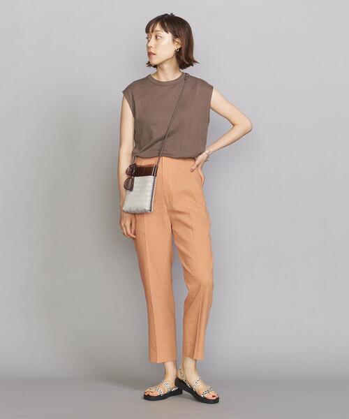 BEAUTY&YOUTH UNITED ARROWS(ビューティーアンドユースユナイテッドアローズ)の「BY 麻ブレンドハイウエストクロップドテーパードパンツ 2 -ウォッシャブル-(その他パンツ・レディース・オレンジ・MEDIUM/SMALL/LARGE)」の6枚目の写真