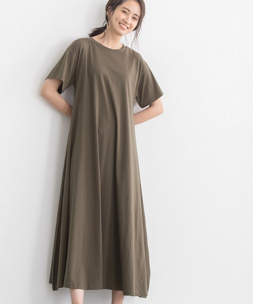 Pierrot(ピエロ)の「汗ジミ防止 半袖Aラインワンピース(ワンピース・レディース・モカ/ブラック/ライトグレー/ラベンダー/ブルー・M/L)」の7枚目の写真